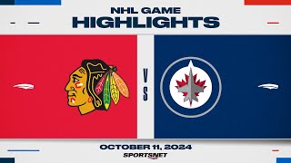 NHL Highlights  Blackhawks vs Jets  October 11 2024 [upl. by Russel]