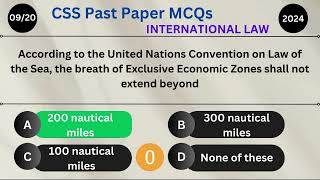 CSS Past Paper 2024 MCQs of International Law with Answers for CSS Aspirants  FPSC Prep Guide [upl. by Tisha]