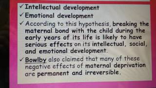 Bowlbys theory of maternal deprivation [upl. by Nnateragram945]