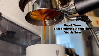 First Bottomless Portafilter Pull on Gaggia Classic Pro Evo [upl. by Cyb86]