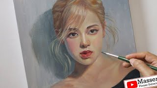 How to Acrylic painting Portrait on Canvas Rose Black Pink step by step techniques for beginners [upl. by Ahsaret608]