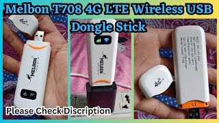 Melbon T708 4G LTE Wireless USB Dongle Stick with All SIM Network Support Data Card Unboxing Review [upl. by Ahrens]