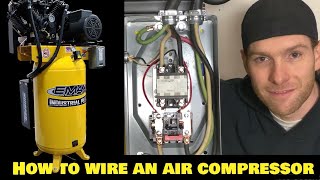 How to wire 80 Gallon Air Compressor EMAX Silent Air Industrial Plus Electric 240v 60 amp 10hp 75hp [upl. by Natsyrk172]