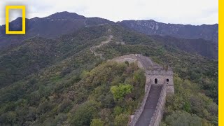 See China’s Iconic Great Wall From Above  National Geographic [upl. by Enyamart]