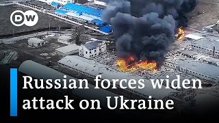 Russia widens attack on Ukraine with airstrikes  DW News [upl. by Noeruat]