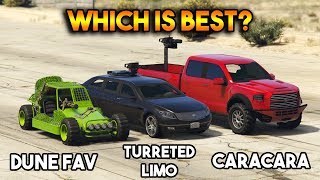 GTA 5 ONLINE  CARACARA VS DUNE FAV VS TURRETED LIMO WHICH IS BEST [upl. by Joerg]