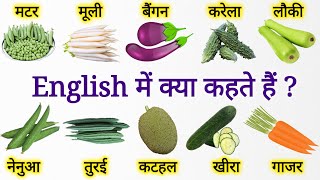 मटर मूली बैंगन करेला लौकी नेनुआ तुरई खीरा को English मे kya kahte  Vegetables Name English [upl. by Eriuqs]