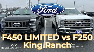 Ford F450 LIMITED vs F250 KING RANCH Leveled on 37s SUPER DUTY Comparison [upl. by Ylirama592]