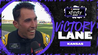 Aric Almirola ‘We’re gonna celebrate’ win at Kansas  NASCAR [upl. by Marillin]