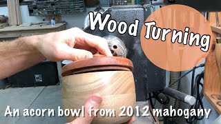 Wood turning a bowl amp lid from recycled mahogany [upl. by Yekcin534]