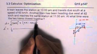 Q15 p147 Time Trains Closest Optimization Calculus Application Calculus [upl. by Fey]