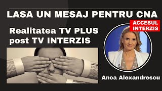 LIVE Realitatea TV PLUS  post interzis de CNA azi  Anca Alexandrescu a fost cenzurata azi [upl. by Anelak]