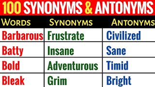 Synonyms and Antonyms  Most Useful Synonyms and Antonyms  English Vocabulary [upl. by Inahteb]