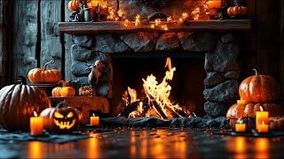 Spooky Halloween Fireplace 4K with Crackling Logs for a Cozy Haunted Ambience 12 Hours [upl. by Atig]