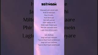 Hansika Pareek  Ratiyaan Lyrics lyrics ratiyaan hindisong [upl. by Beatrisa]