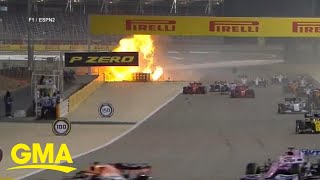 Formula 1 drivers miraculous escape after crash l GMA [upl. by Aniez]