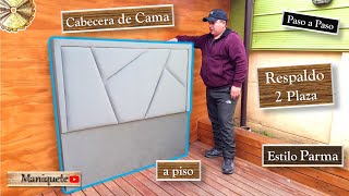 Como Hacer un Respaldo de cama a Piso Cabecera de 2 Plazas Estilo Parma Color Beige Nº4 [upl. by Massiw]