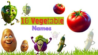 Vegetable name I 10 Vegetable Names with English Subtitle I Kids Education I Vegetable vocabulary I [upl. by Attalie]