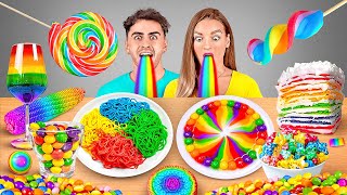 RAINBOW FOOD CHALLENGE  Eating Everything Only In 1 Color For 24 Hours By 123 GO CHALLENGE [upl. by Guttery442]