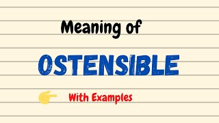 Daily vocabulary  Ostensible Meaning  Vocabgram [upl. by Mouldon]