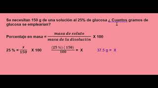 Se necesitan 150 g de una solución al 25 de glucosa ¿ Cuantos gramos de glucosa se emplearían [upl. by Nirrok]