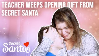 Sixth grade teacher weeps opening unexpected gift from Secret Santa [upl. by Esilanna729]