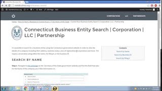 Connecticut Business Entity Search  Corporation  LLC  Partnership [upl. by Breger]