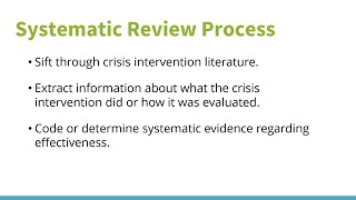 Systematic Review PostCrisis Interventions [upl. by Kcirdec201]