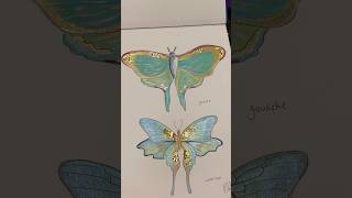 Metallic gouache vs metallic watercolors 😌🎨🦋gouache metallicpaint watercolorpainting [upl. by Nicholl898]