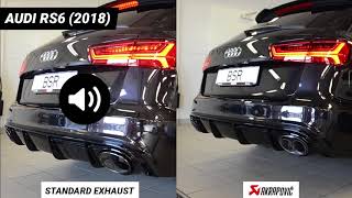 Audi RS6 standard exhaust system vs Akrapovic [upl. by Drawde939]