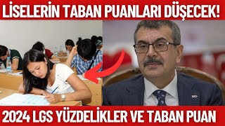 LGS yüzdekileri ve liselerin taban puanları DÜŞECEK Ne kadar düşecek LGS 2024 [upl. by Williamson]