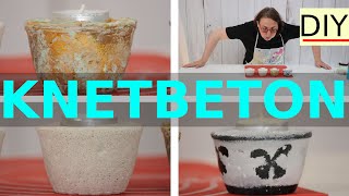 Kerzenhalter aus Beton selber machen  Knetbeton DIY ganz einfach StayHome [upl. by Naffets]