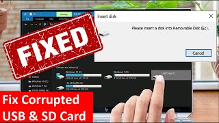 how to fix corrupted usb drive or sd card in windows computer  fix corrupted unreadable usb flash [upl. by Lessur]