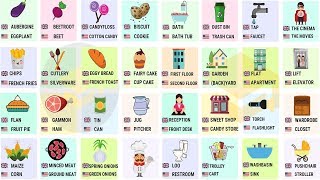 100 Differences between British and American English  British vs American Vocabulary Words [upl. by Gussie]