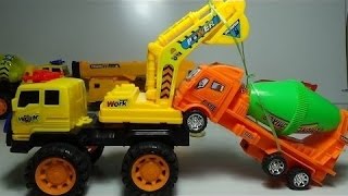 Grand camion excavatrice et bétonnière au travail  Vidéo pour enfants [upl. by Chesnut]