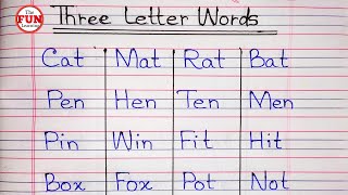 Three Letter Words in English  3 Letter Words for kids  Homework  The Fun Learning [upl. by Nomsed]