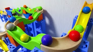 Marble Run Race ☆ TrixTrack Wave Slope amp 2 Direction Course Black Cat [upl. by Ahsilam26]