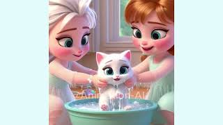 Princess and kittendisney disneyfrozenelsa frozenprincess frozen cartoon love [upl. by Darill337]