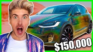 MY NEW 150000 BLACK HOLOGRAPHIC TESLA  HUGE ANNOUNCEMENT [upl. by Eikcaj]