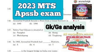 apssb 2023 MTS paper Gk analysis arunachalgk generalknowledge arunachalpradesh [upl. by Nyliac]