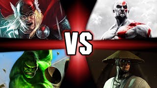 MUGEN Battles Thor and Hulk vs Kratos and Lord Raiden [upl. by Arimaj117]