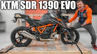 2024 KTM 1390 SUPER DUKE R EVO Unboxing  Exhaust Sound amp Wheelie [upl. by Aihsotan]