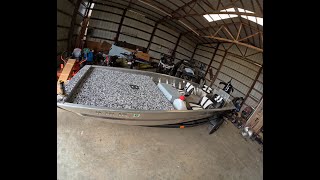 Walk around of Southfork 1752 flat bottom outboard jet boat 40 HP Mercury Sea deck finished up [upl. by Inamik]