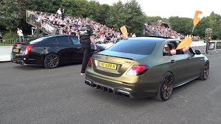 BRABUS MercedesAMG E63 S 4Matic vs Cadillac CTSV [upl. by Haelat]