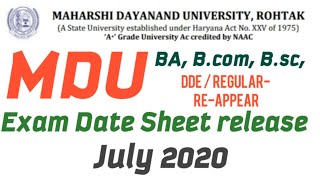 MDU University Exam Date Sheet Released 2020 July [upl. by Dhruv]