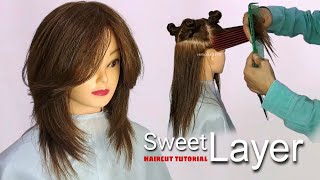 LAYERED HAIRCUT tutorial easy sweet layerTREND [upl. by Kcirddec]