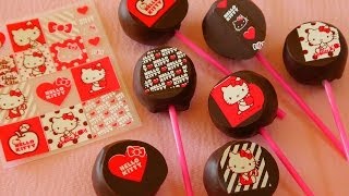 HELLO KITTY Chocolate Transfer sheet Cakepops ハローキティ チョコレート転写シート ケーキポップ バレンタイン チョコポップ [upl. by Christopher]