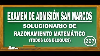 SOLUCIONARIO UNMSM 20191 RAZONAMIENTO MATEMÁTICO1TODOS LOS BLOQUESADMISIÓN SAN MARCOSDECO [upl. by Retsevlis762]