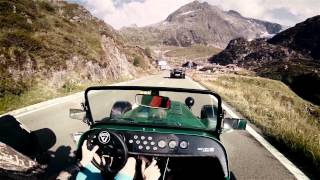 Caterham 485 on Sustenpass pure roads Porsche Turbo Cayman S and Nissan GTR 2015 [upl. by Pesvoh]