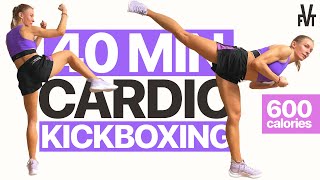 40 MIN CARDIO KICKBOXING WORKOUT [upl. by Kartis]